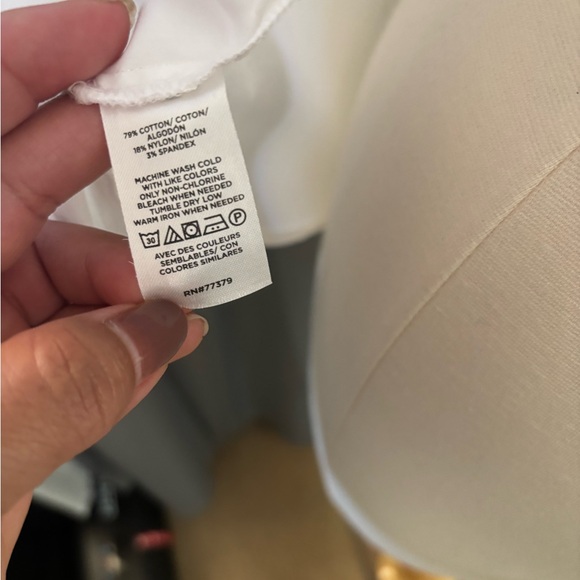 Ann Taylor White Button Down Shirt with Ruffle Trim - Picture 3 of 5